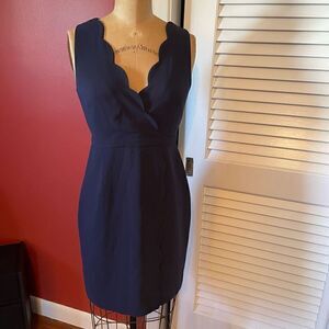 J CREW | navy scallop edge top dress 0P